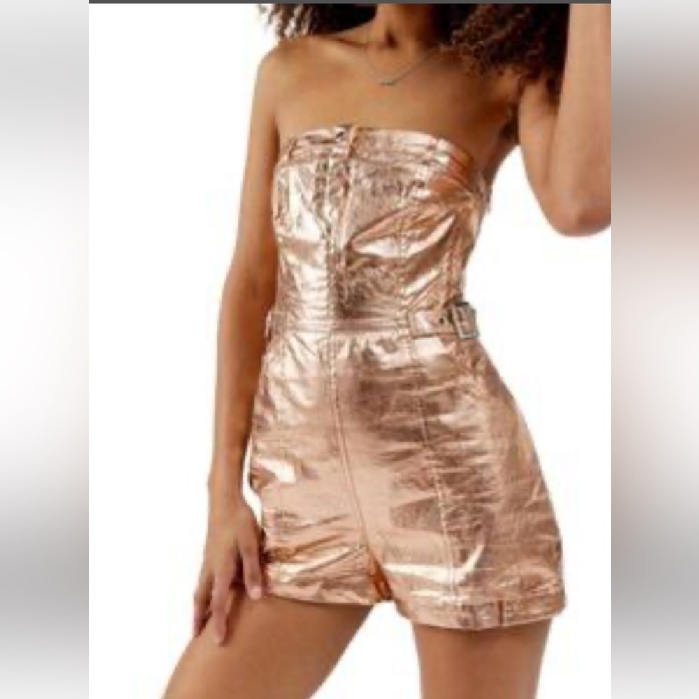 Urban Outfitters Metallic Strapless Romper NWOT